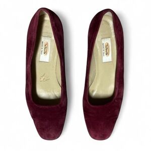 Talbots 90s Vintage Cranberry Red Suede Block Heels